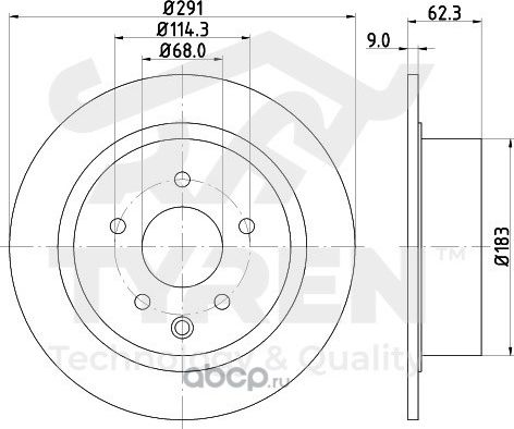 Тормозной диск (Tyren). Артикул TYR1011721