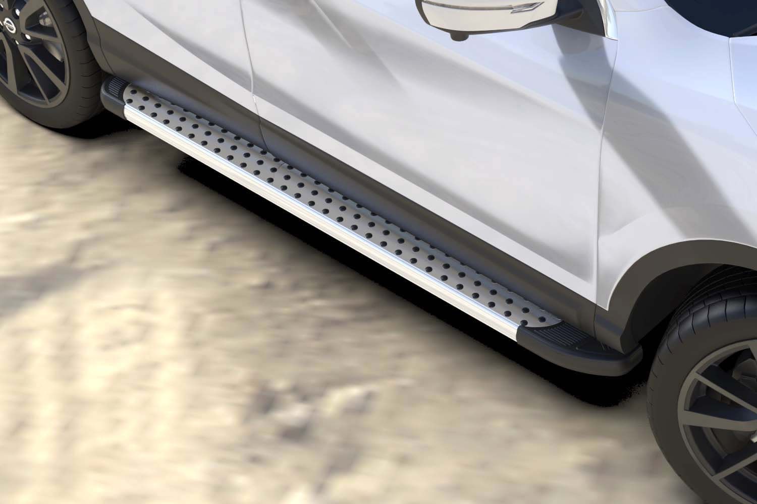 Пороги алюминиевые Arbori Standart Silver 1700 для Nissan Qashqai II 2014-2016. Артикул AFZDAALNIQ05