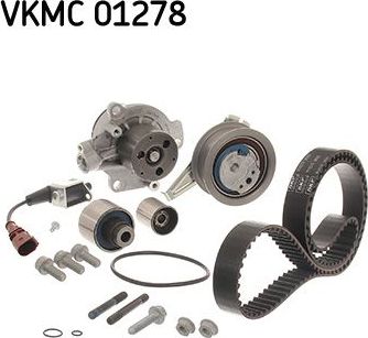 Помпа (водяной насос) с комплектом ремня ГРМ SKF для Audi Q2 I 2016-2026. Артикул VKMC 01278-2