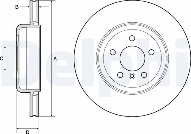Тормозной диск Delphi задний для BMW 7 V (F01/F02/F04) 2008-2015. Артикул BG9130C