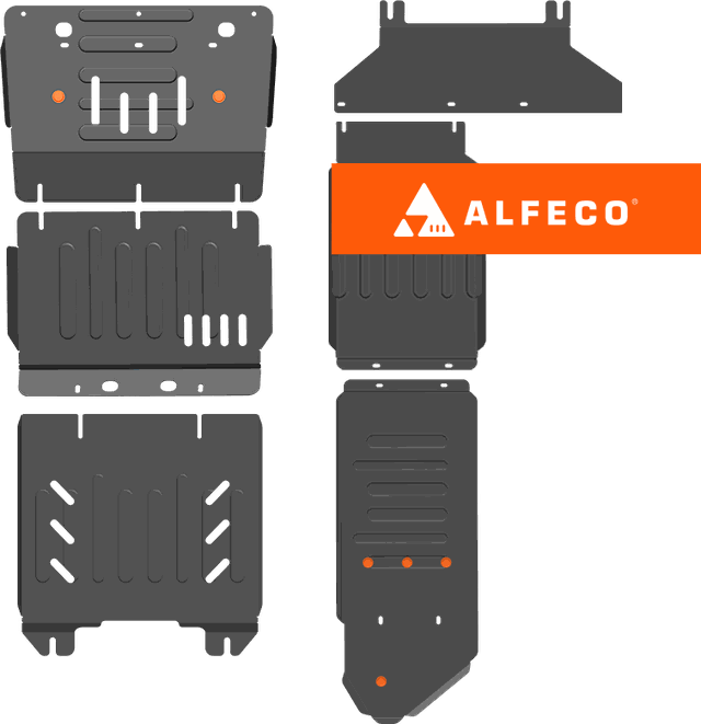 Защита для картера, КПП, РК и топливного бака (6 частей) Haval H9 4WD 2018-2026. Артикул ALF.55.06