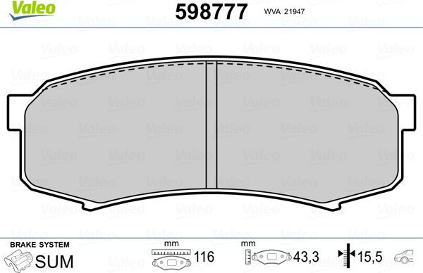 Тормозные колодки Valeo. Артикул 598777