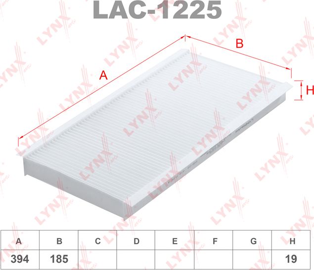 Салонный фильтр LYNXauto. Артикул LAC-1225