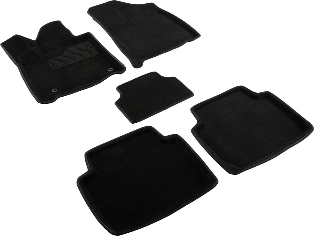 Коврики Seintex 3D ворсовые для салона Hyundai Santa Fe V (5 мест) 2024-2026 ЧЕРНЫЕ. Артикул 316511