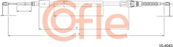 Трос ручника (тросик ручного тормоза) Cofle. Артикул 10.6043