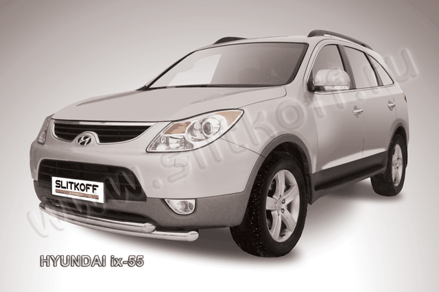 Защита Slitkoff переднего бампера d57/57 двойная для Hyundai ix55 2009-2026. Артикул Hi55-002
