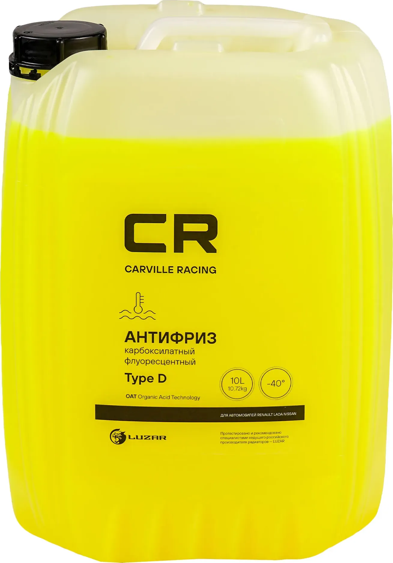 Антифриз CR для а/м Renault (Лада  Nissan)  OAT  41-01-001/-T Type D  флуор. -40°С  желтый  готовый  (Carville Racing). Артикул l2018537