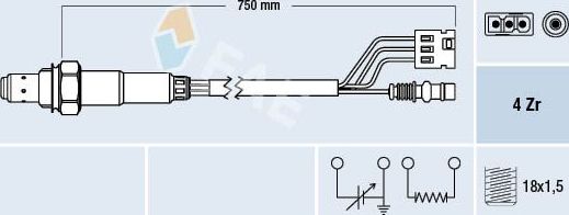 Лямбда-зонд (кислородный датчик) FAE. Артикул 77380
