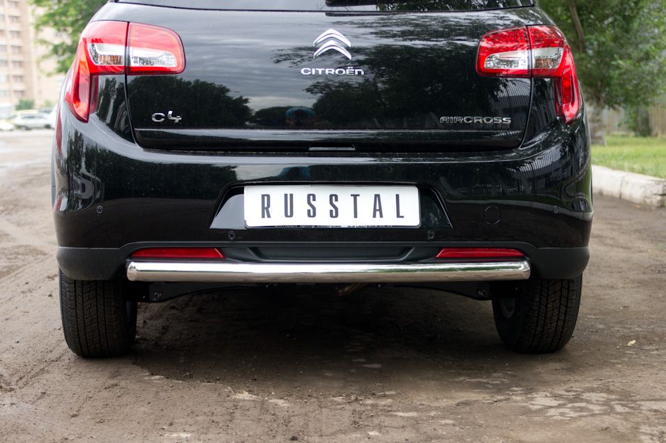 Защита RusStal заднего бампера d63 для Citroen C4 Aircross 2012-2017. Артикул C4Z-000557
