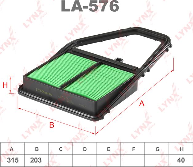 Воздушный фильтр LYNXauto для Honda Civic VII 2000-2005. Артикул LA-576