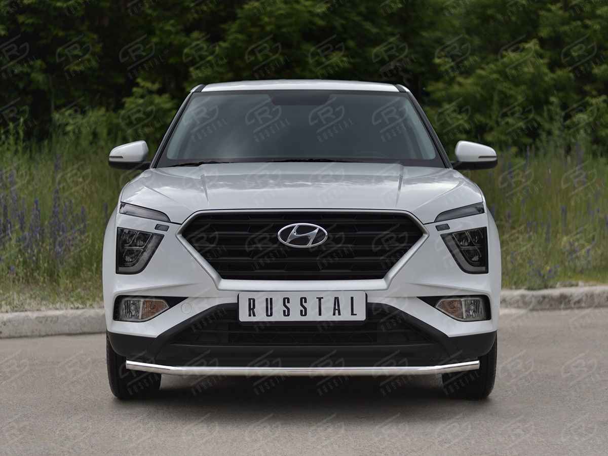 Защита RusStal переднего бампера d42 секции для Hyundai Creta II 2021-2026. Артикул HCRZ-003815