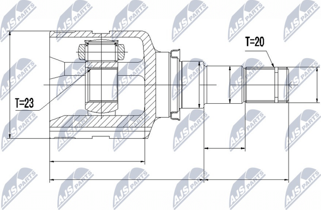 Полуось (привод в сборе, приводной вал) NTY передняя правая для Volkswagen Multivan T5 2009-2015. Артикул NPW-VW-047