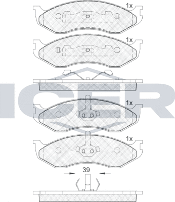 Тормозные колодки Icer передние для Jeep Cherokee II (XJ) 1984-2001. Артикул 140968