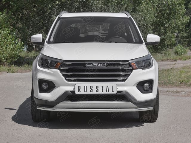Защита RusStal переднего бампера d42 секции для Lifan X70 2018-2026. Артикул LF7Z-003280