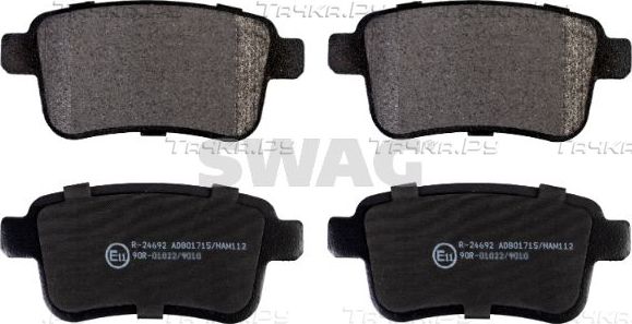 Тормозные колодки SWAG задние для Renault Kangoo II 2008-2026. Артикул 60 91 6897