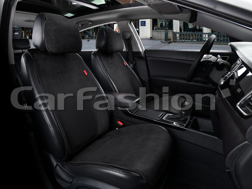 Накидки универсальные CarFashion 2D Prestige Front на передние сидения авто, цвет Черный/Черный. Артикул 26235