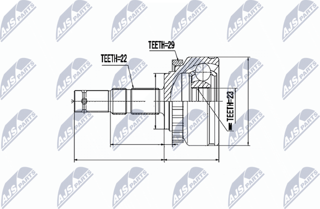 Шрус внутренний (граната) NTY передний для Opel Combo C 2001-2012. Артикул NPZ-PL-015