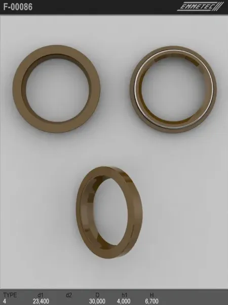 Сальник 23,40/30,00*4,00/6,70 тип 4 (Emmetec). Артикул F00086
