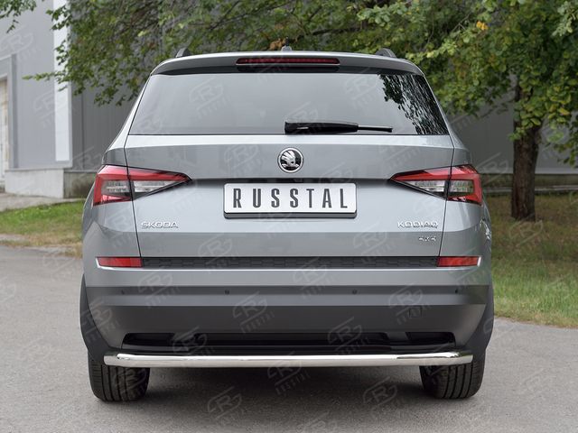 Защита RusStal заднего бампера d63 секции для Skoda Kodiaq 2017-2026. Артикул SKKZ-002779