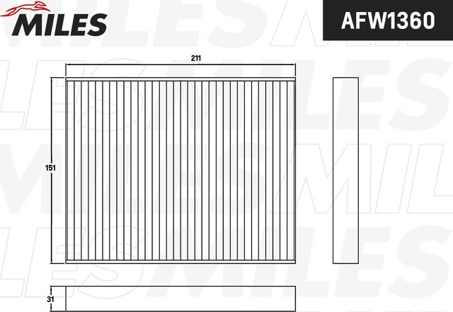 Салонный фильтр Miles. Артикул AFW1360