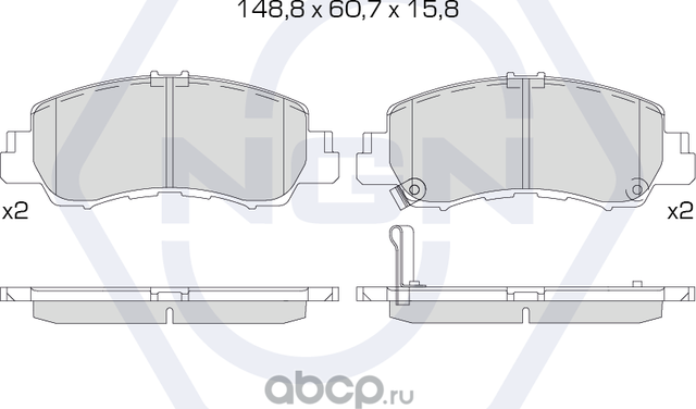 Колодки тормозные керамические, передние (NGN). Артикул 3502410