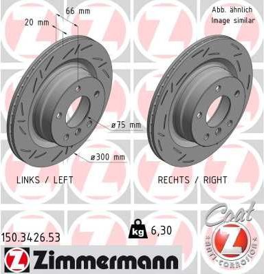 Тормозной диск Zimmermann Black Z задний для BMW 1 I (E81/E82/E87/E88) 2004-2012. Артикул 150.3426.53