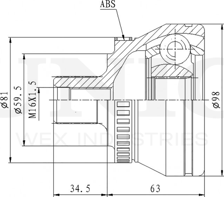 ШРУС наружный (Unio). Артикул CVJ-20005