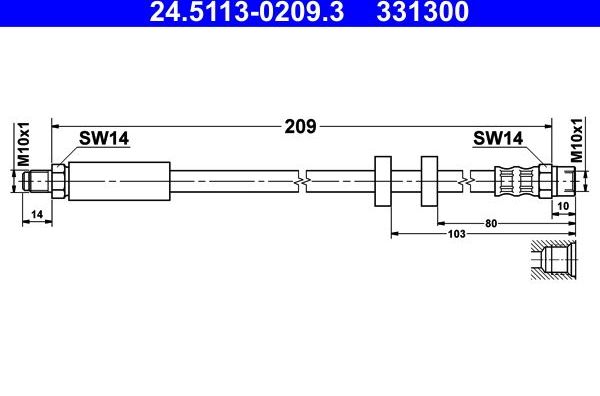 Тормозной шланг ATE. Артикул 24.5113-0209.3