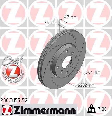 Тормозной диск Zimmermann SPORT Z. Артикул 280.3157.52