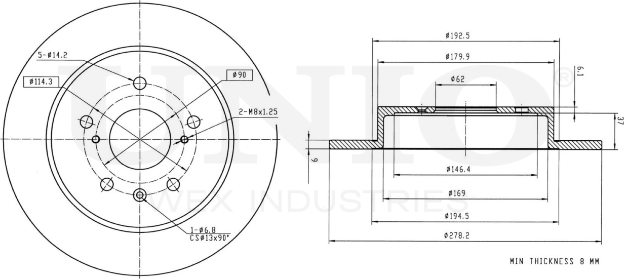 Диск тормозной (Unio). Артикул BRD-20328