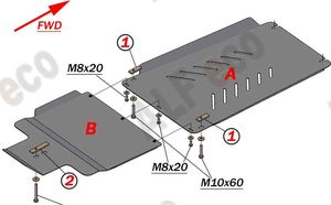 Защита Alfeco для КПП и раздатки Mitsubishi Pajero II 1991-2000. Артикул ALF.14.51
