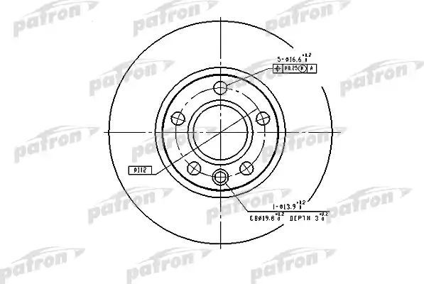 Тормозной диск Patron передний для Volkswagen Transporter T4 1990-2003. Артикул PBD2809