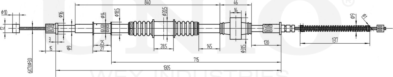 Трос ручного тормоза (Unio). Артикул CAB-60005
