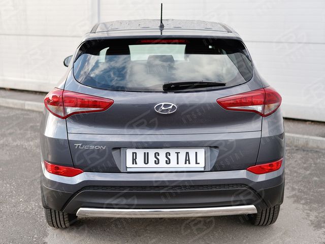 Защита РусCталь заднего бампера 75х42 дуга для Hyundai Tucson III 2015-2018. Артикул HTZ-002238