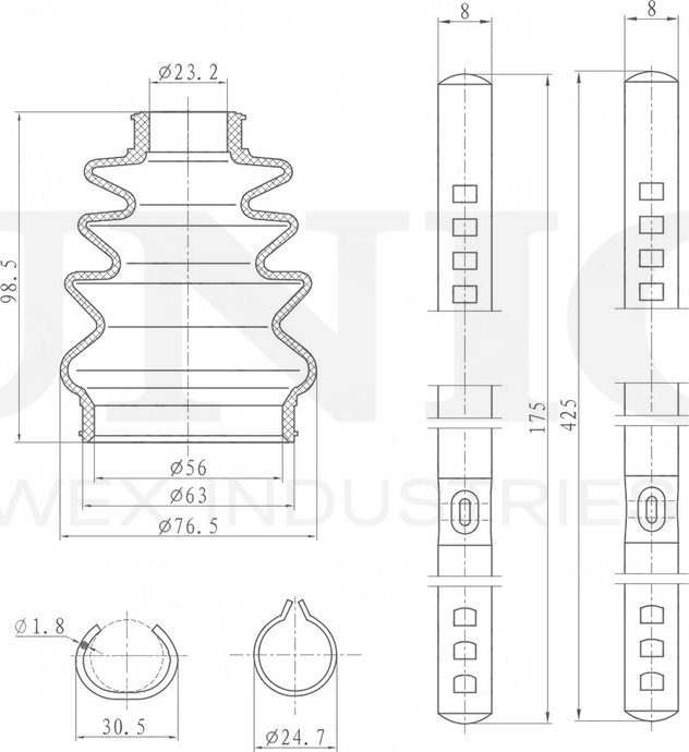 Пыльник ШРУС, комплект (Unio). Артикул DUC-30042K