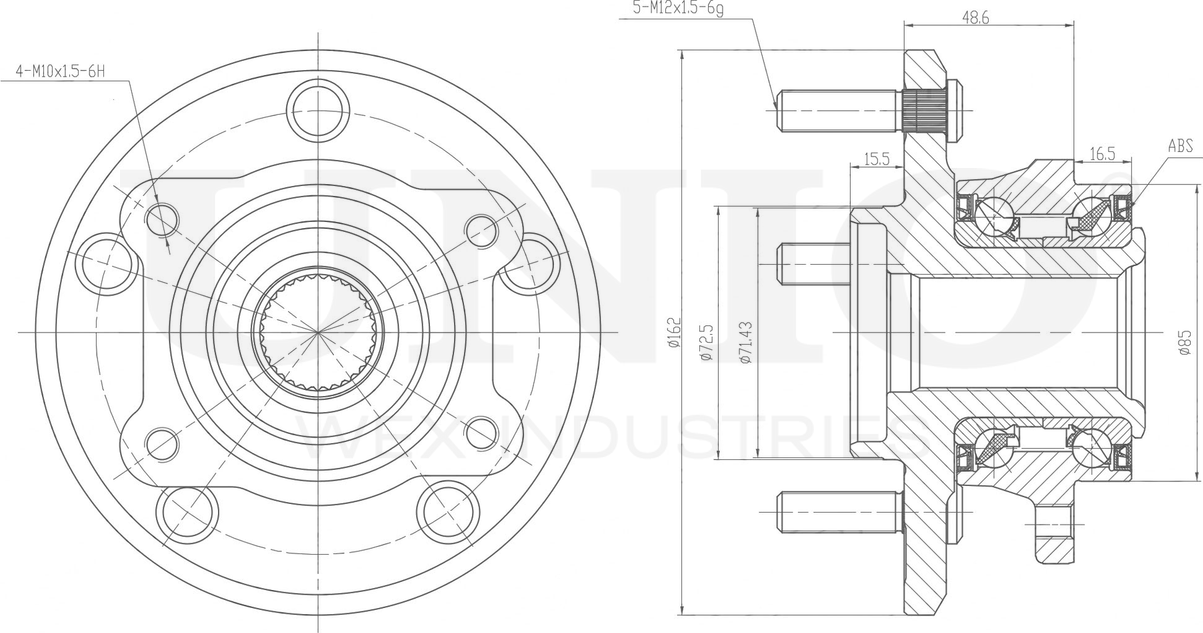 Ступица колеса с интегрированным подшипником (Unio). Артикул HUB-20171