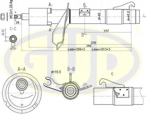 Амортизатор G.U.D.. Артикул GSA333710