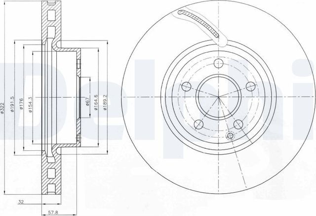 Тормозной диск Delphi передний для Mercedes-Benz E-Класс IV (W212, S212, C207) 2009-2016. Артикул BG9075C
