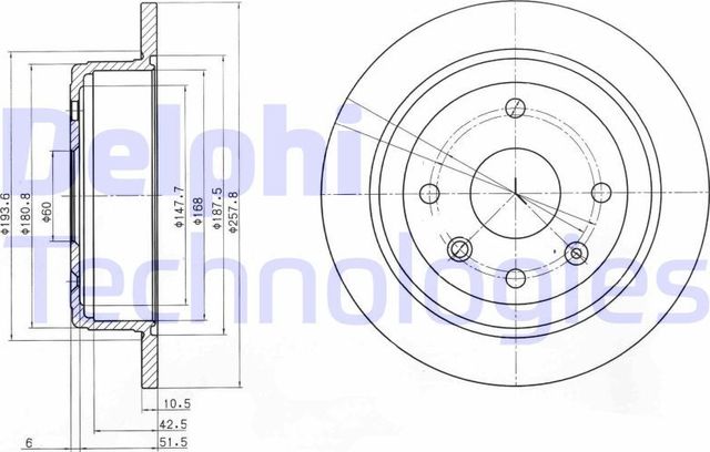Тормозной диск Delphi задний для Daewoo Nubira I 2003-2000. Артикул BG4091