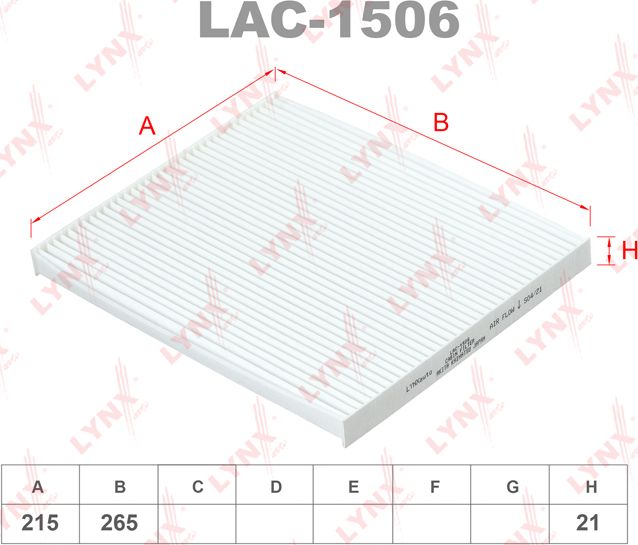 Салонный фильтр LYNXauto. Артикул LAC-1506