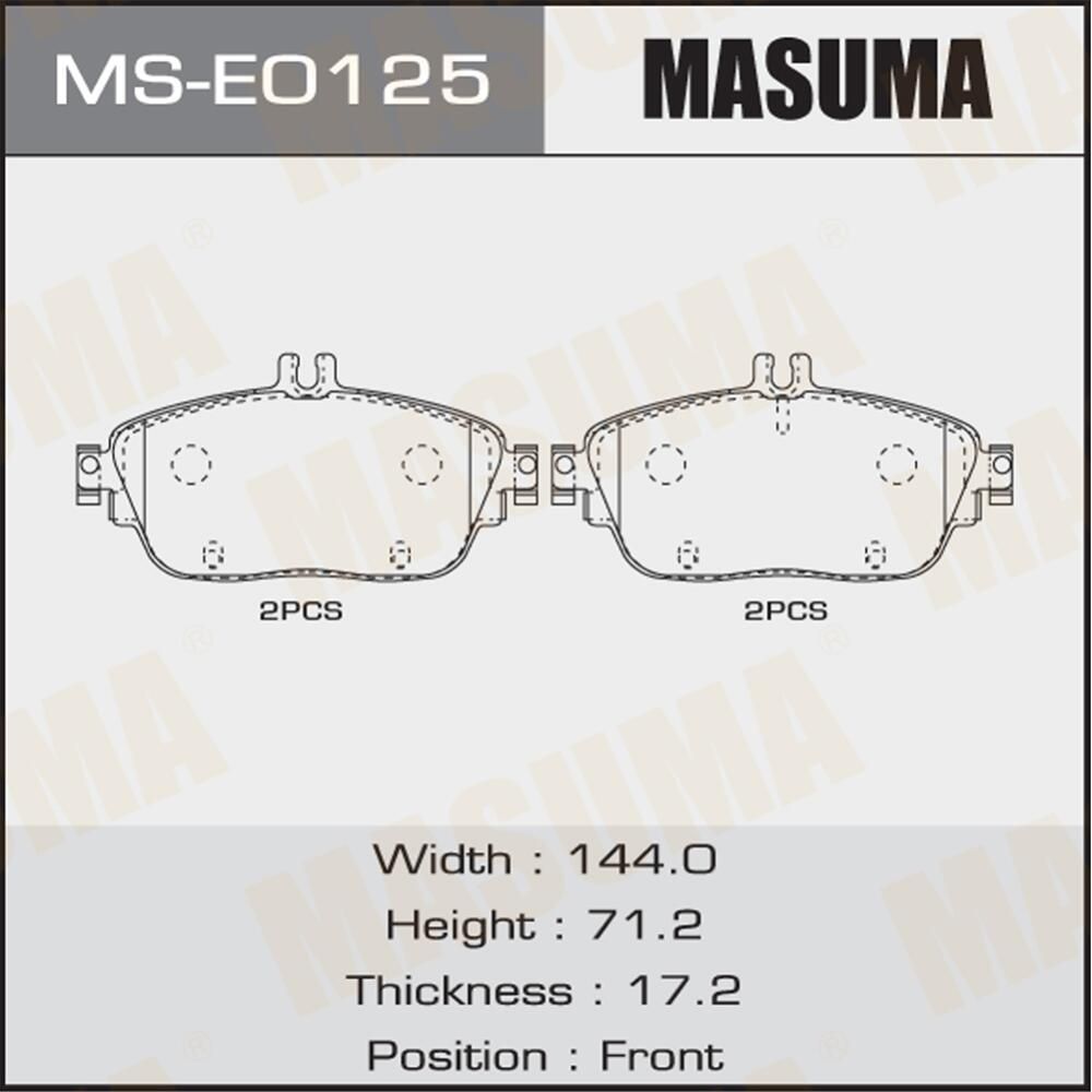 Тормозные колодки Masuma. Артикул MS-E0125