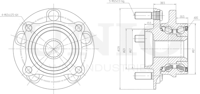 Ступица колеса с интегрированным подшипником (Unio). Артикул HUB-20119
