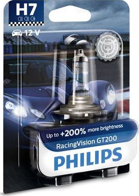 H7 12V- 55W (PX26d) (+200% света) Racing Vision GT200 блистер (1шт) Philips RacingVision GT200. Артикул 12972RGTB1