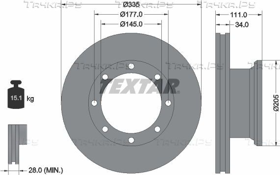 Тормозной диск Textar задний для Mercedes-Benz Atego 1 1998-2004. Артикул 93102300