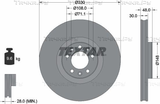 Тормозной диск Textar Pro. Артикул 92283403