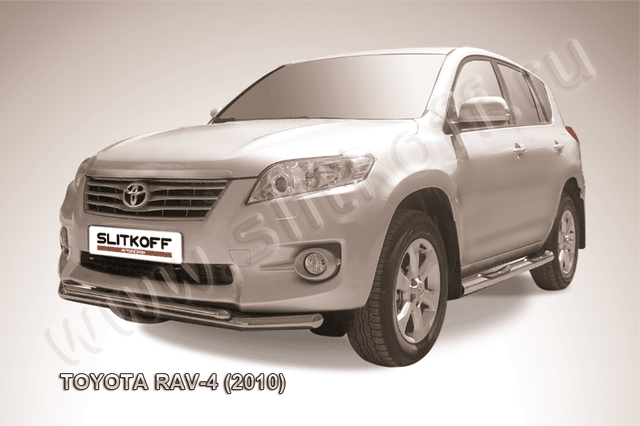 Защита Slitkoff переднего бампера d57/42 двойная для Toyota RAV4 III 2010-2012. Артикул TR410-006