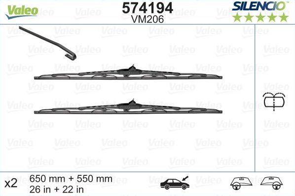Щетки стеклоочистителя (дворники) Valeo Silencio Conventional. Артикул 574194