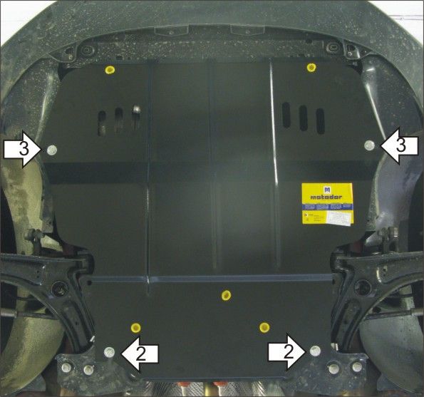 Защита Мотодор для картера, КПП (cтальной подрамник) Skoda Superb II 2010-2015. Артикул 02730