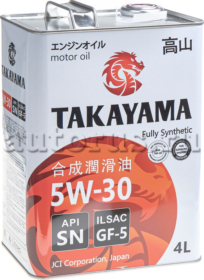 TAKAYAMA SAE 5w30 ,ILSAC GF-5,API SN 4л масло моторное синтетическое. Артикул 605043
