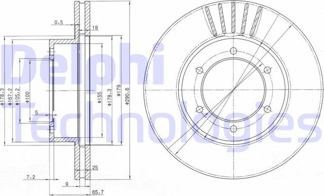 Тормозной диск Delphi передний для Toyota 4Runner II 1993-1996. Артикул BG3423